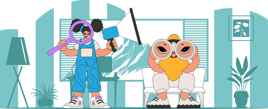 The guy and the girl are workers in the field of attracting workers.