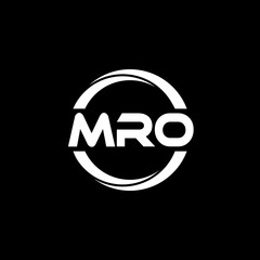 MRO letter logo design with black background in illustrator, cube logo, vector logo, modern alphabet font overlap style. calligraphy designs for logo, Poster, Invitation, etc. - obrazy, fototapety, plakaty