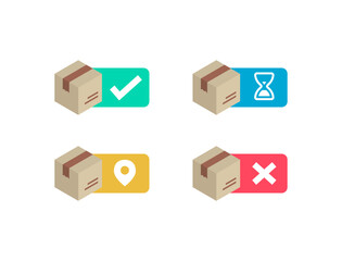 Obraz premium Delivery Box, Package Vector Icon Illustration Set