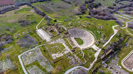 Aerial view of the ancient city of Aphrodisias, Aydin - Turkey