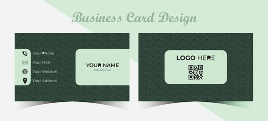 Green cool business card. Creative and clean business card design.