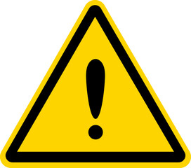 Hazard warning attention sign with exclamation mark symbol on isolated background. Vector illustration. 