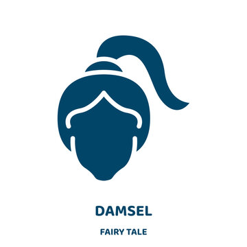 damsel vector icon from fairy tale collection. girl filled flat symbol for mobile concept and web design. Black life glyph icon. Isolated sign, logo illustration. Vector graphics.