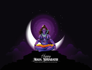 Fototapeta na wymiar Maha Shivratri Illustration Of Lord Shiva For Happy Shivratri