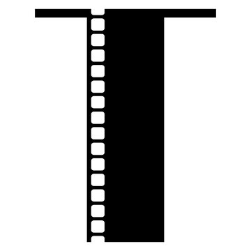Logo aislado con letra inicial T con forma de tira de pel&iacute;cula retro. Filmstrip. Rollo de tira de pel&iacute;cula de v&iacute;deo. Tira de cinta de pel&iacute;cula fotogr&aacute;fica