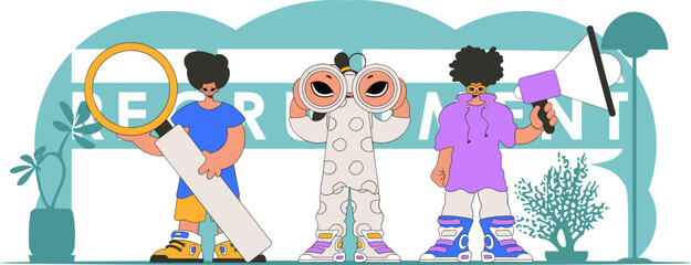 The concept of workers in the field of HR. Sphere team Human resource and recruitment.