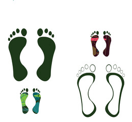 set foot prints. Foot print icon. Bare foot print. Feet icon vector eps 10