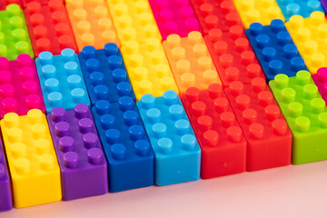 Colorful plastic building block patterns isolated. Toy for children