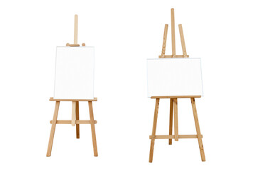 Blank art boards and wooden easels isolated - 560401342
