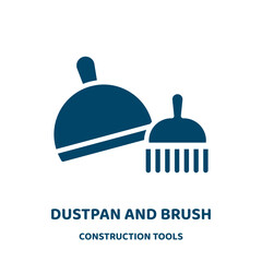 dustpan and brush vector icon from construction tools collection. dustpan filled flat symbol for mobile concept and web design. Black brush glyph icon. Isolated sign, logo illustration. Vector .