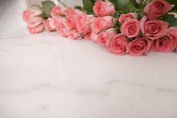 Soft pink Roses marble background