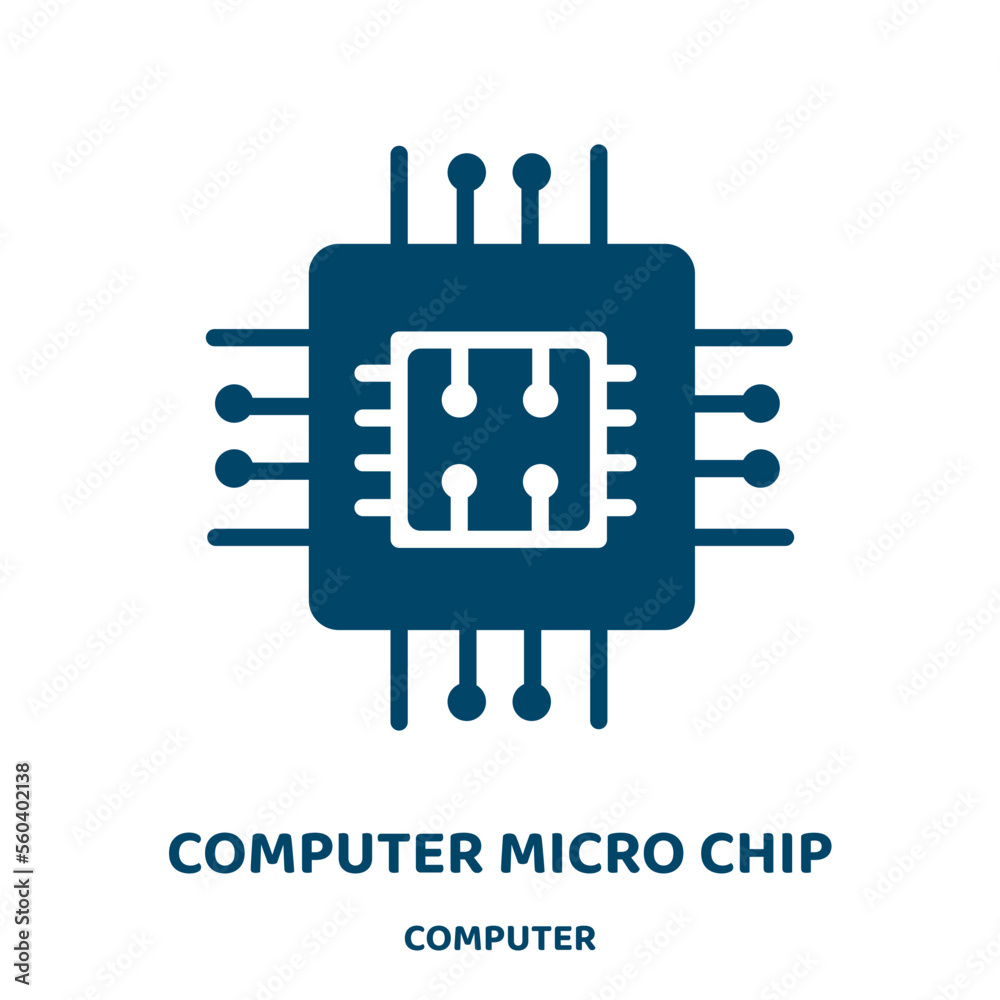 Poster computer micro chip vector icon from computer collection. microchip filled flat symbol for mobile co
