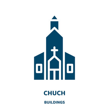 chuch vector icon from buildings collection. tower filled flat symbol for mobile concept and web design. Black religion glyph icon. Isolated sign, logo illustration. Vector graphics.