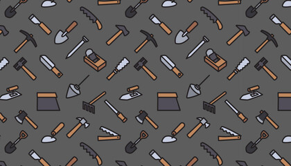 Hand tools on grey background. 