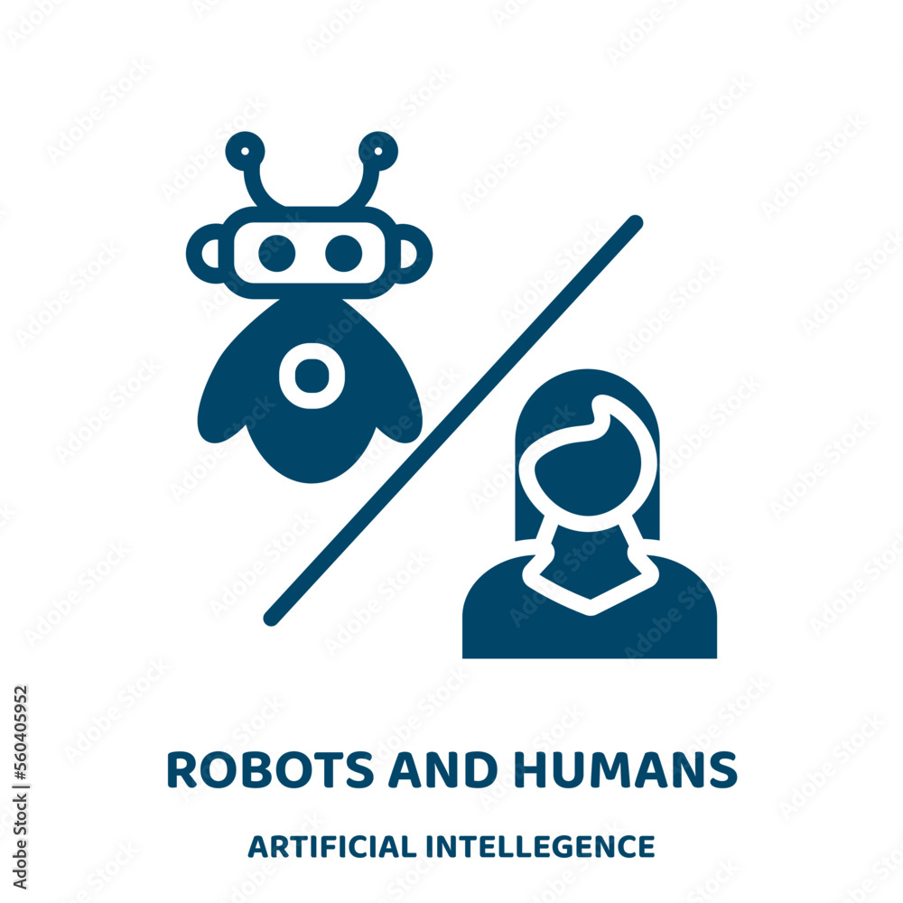 Poster robots and humans vector icon from artificial intellegence and future technology collection. robot f
