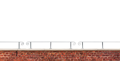 Brick wall and railing isolated