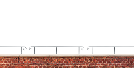 Brick wall and railing isolated