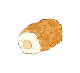 Whole brown kamaboko oden in flat illustration