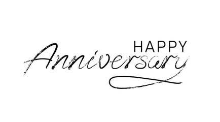 Happy anniversary brush hand lettering. Typography vector design for greeting cards and poster. Handwritten modern black pen lettering. Black text with swashes
