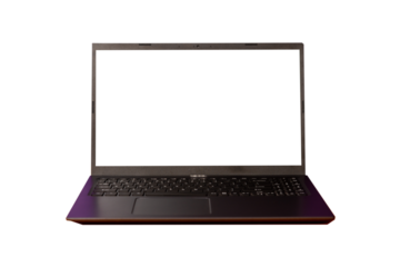 Mockup of laptop computer with empty blank screen.Transparent pattern background.