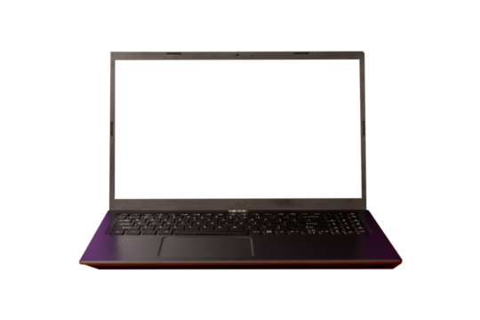 Mockup of laptop computer with empty blank screen.Transparent pattern background. - Powered by Adobe