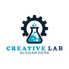 Creative Orbit Labor Lab abstract logo design template. Lab leaf nature vector illustration