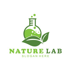 Creative Orbit Labor Lab abstract logo design template. Lab leaf nature vector illustration