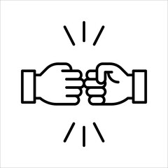 Friendly handshake icon. Joining hands. Buddies greeting gesture. vector illustration on white background. EPS 10