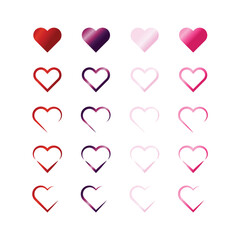 vector of stylish minimal hearts set with lovely colors