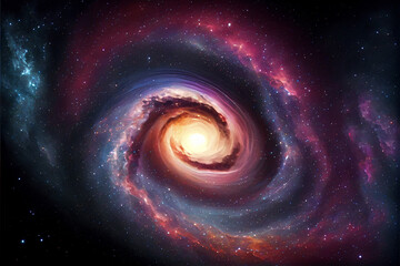 Abstract space background with star field and blackhole. Space nebula. Generative AI Art. Astrology and astronomy concept.