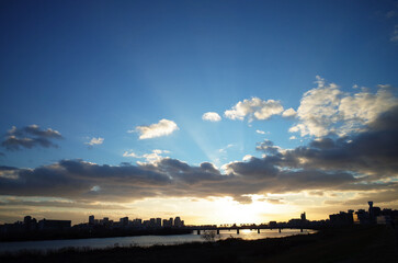 淀川の夕焼け空