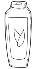 Doodle line drawing of cosmetic product design bottle beauty vector illustration