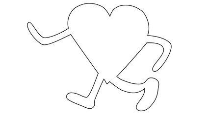 Stroke of a drawing of an active heart running to take care of the heart