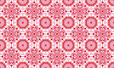 Ethnic Abstract Background cute Valentines Day Love Heart Flower pink motif geometric tribal ikat folk oriental native pattern traditional design,carpet,wallpaper,clothing,fabric,wrapping,print,vector