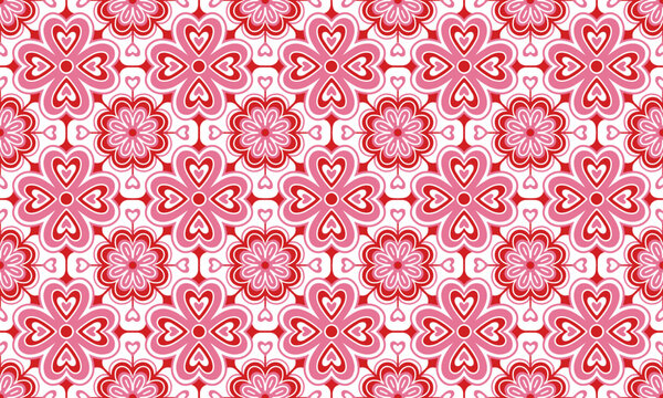 Ethnic Abstract Background cute Valentines Day Love Heart Flower pink motif geometric tribal ikat folk oriental native pattern traditional design,carpet,wallpaper,clothing,fabric,wrapping,print,vector