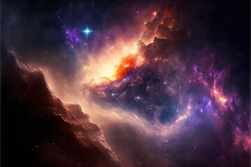 Fototapeta na wymiar Space Nebula Light Generative AI