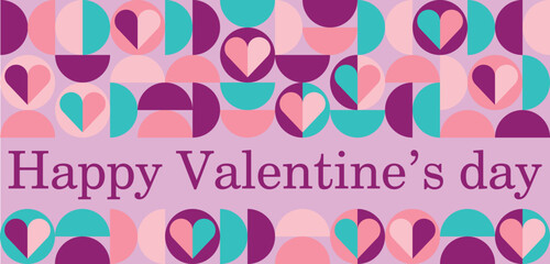 Abstract bauhaus Valentine's day banner. Vector geometric pattern	