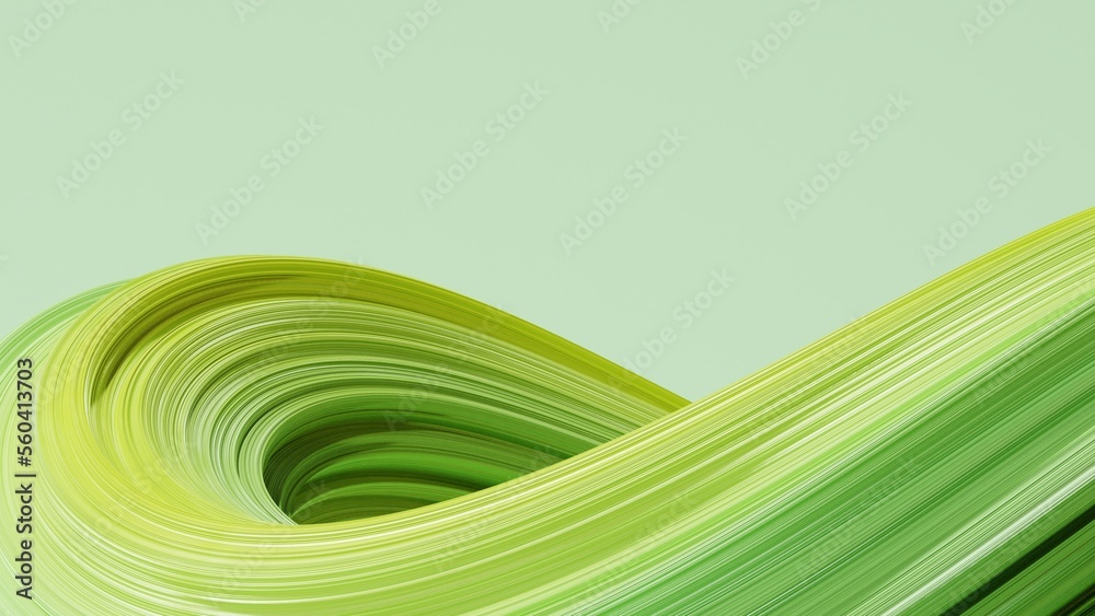 Fototapete abstract 3d rendering of twisted lines. modern green background design, illustration of a futuristic
