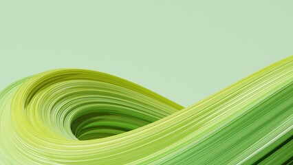 Abstract 3d rendering of twisted lines. Modern green background design, illustration of a futuristic shape