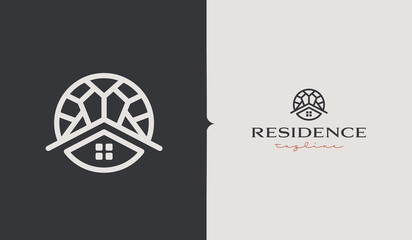 Residence Monoline Logo Template. Universal creative premium symbol. Vector illustration