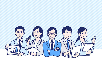 働くビジネスパーソンのシンプルなベクターイラスト素材