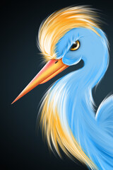 Beautiful yellow-blue bird on a dark background