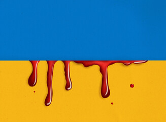 Flag of Ukraine in blood. War in Ukraine
