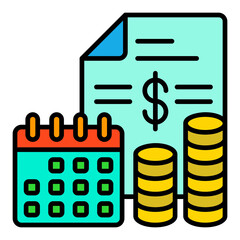 Yearly Report Filled Line Icon