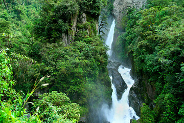 Pailón del Diablo Waterfall, Río Verde Waterfall, Tungurahua Province, Ecuadorian Andes, Ecuador,...