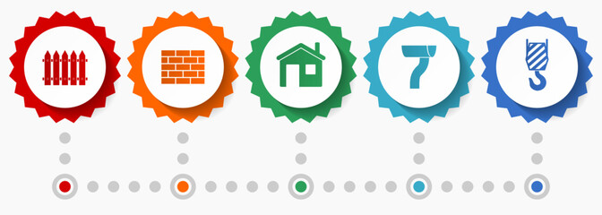 Home building vector icons, industrial and conctruction flat design web badges collection, business infographic template