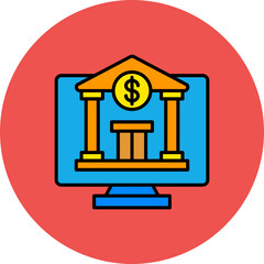 Online Banking Multicolor Circle Filled Line Icon