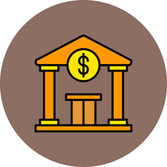 Bank Multicolor Circle Filled Line Icon