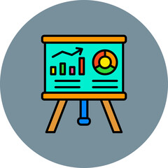 Presentation Multicolor Circle Filled Line Icon