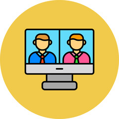 Video Call Multicolor Circle Filled Line Icon